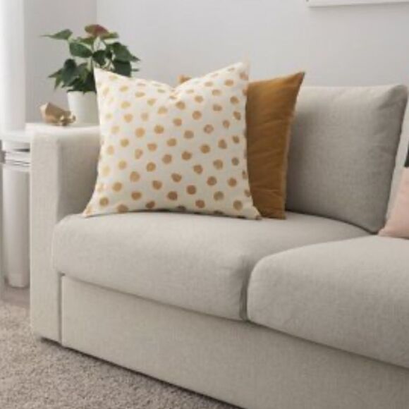Canvas gold dot throw pillow covers x 3 - 20” x 20” - Picture 1 of 6